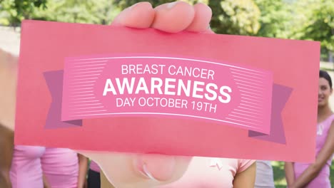 Animation-of-breast-cancer-text-on-pink