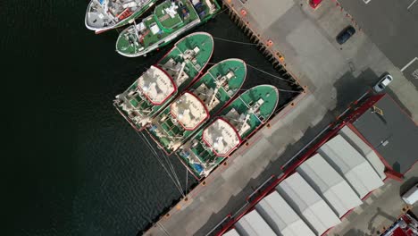 rising overhead aerial video of killybegs harbour on the wild atlantic way in county donegal, ireland. filmed in 4k, 60fps and with rec709 color.