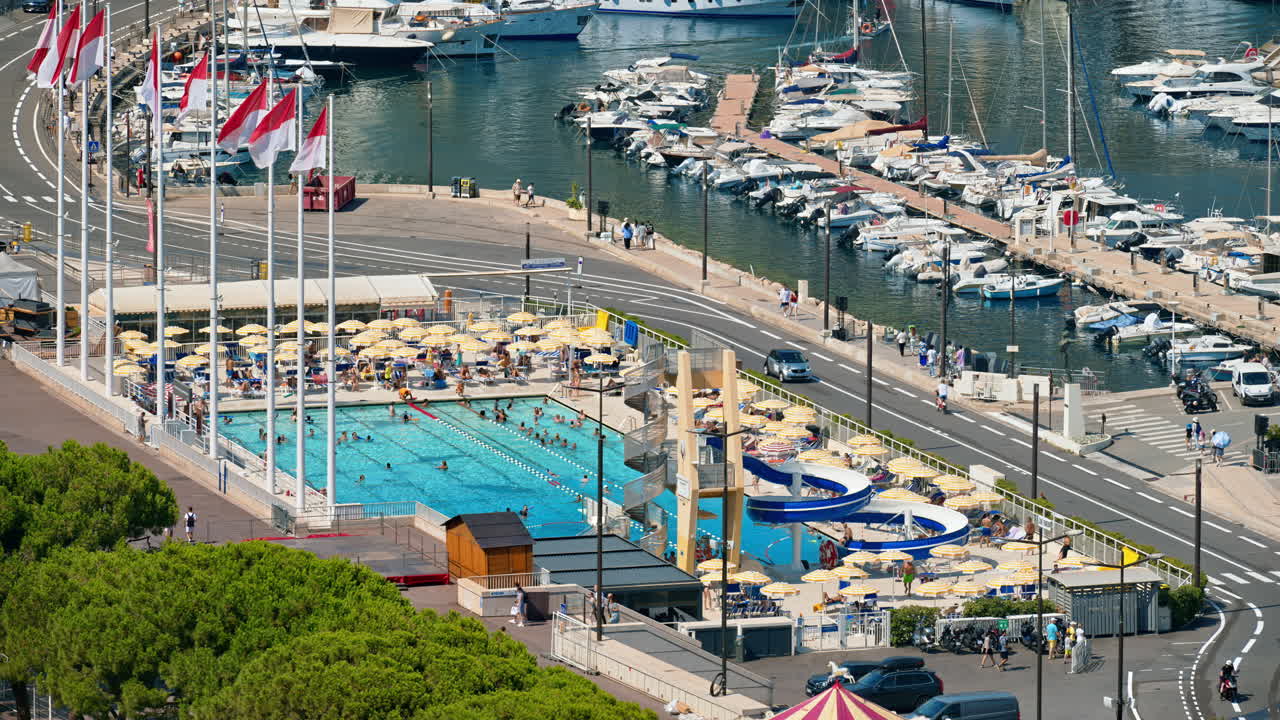 View of the Rainier III Nautical Stadium sports complex in the La Condamine district of Monaco