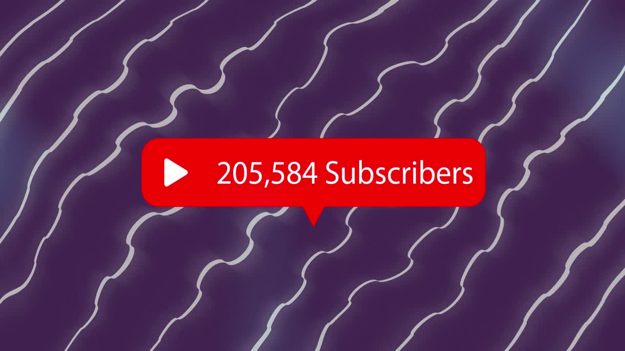 animación de suscribirse sobre fondo violeta con ondas