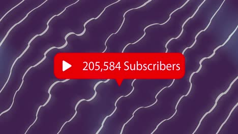 animation of subscribe over violet background with waves