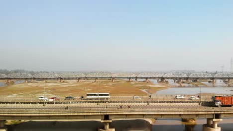 view of 4 lane bridge on sajluj river in punjab province
