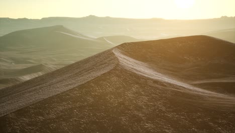 Aerial-view-on-big-sand-dunes-in-Sahara-desert-at-sunrise