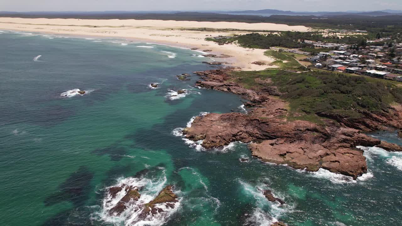 Birubi Point, Birubi Beach ad Anna Bay, NSW, Australia - Ripresa con drone.