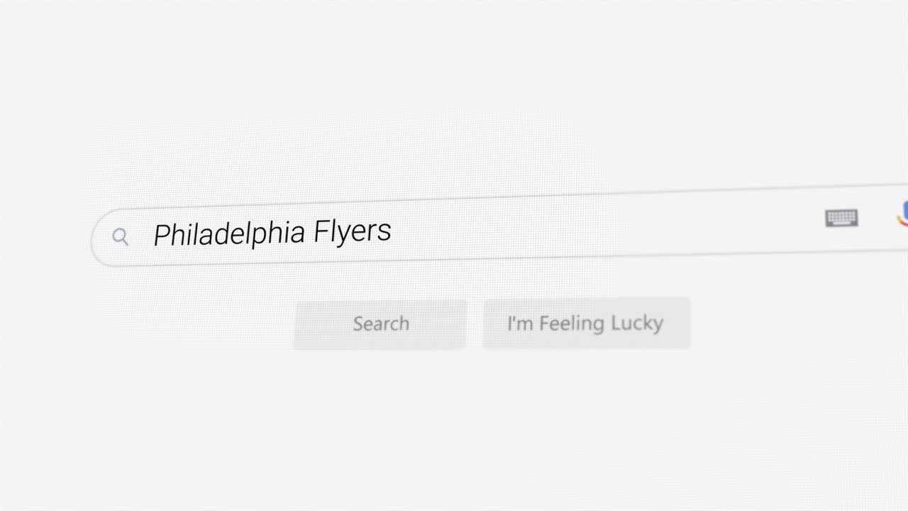 Searching for Philadelphia Flyers on Internet browser