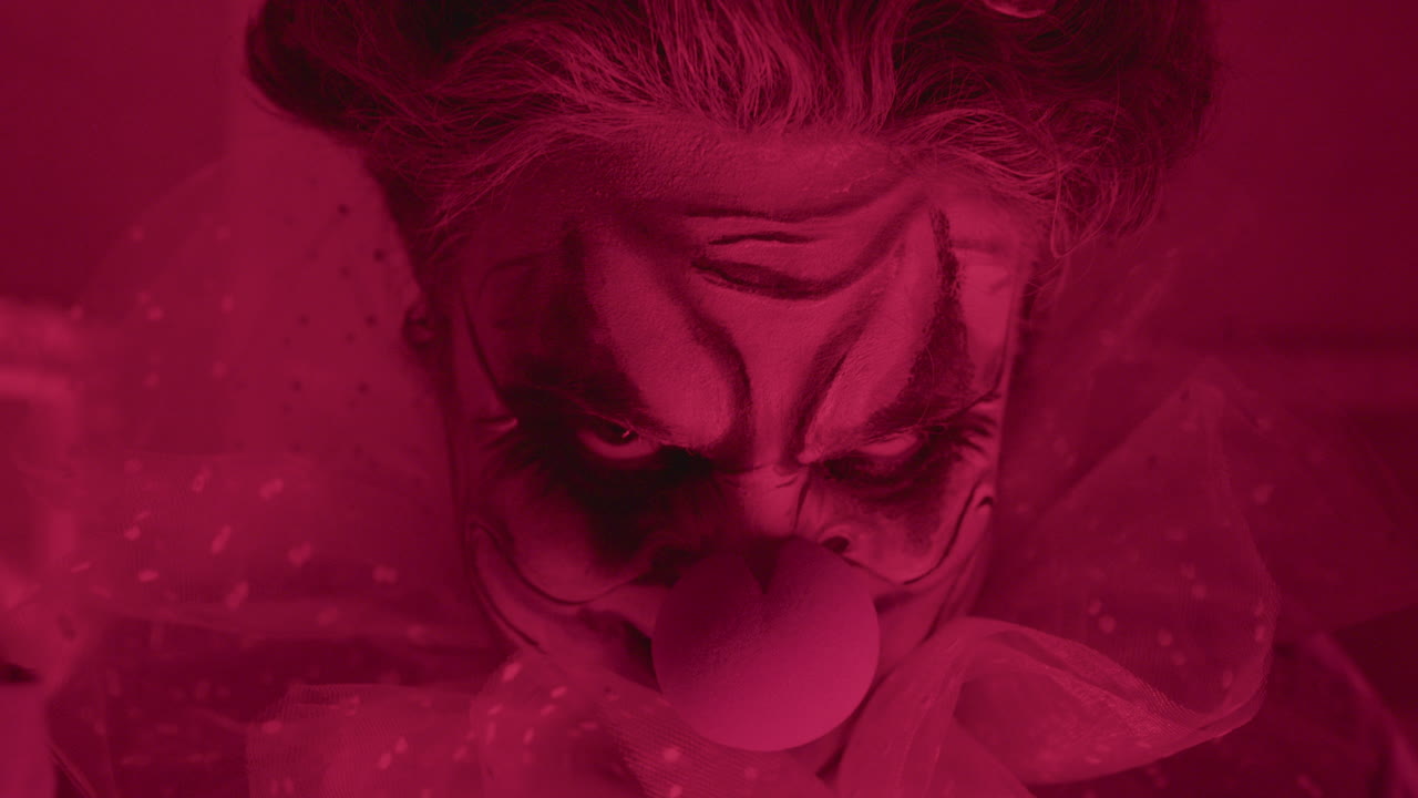 Close up of scary clown