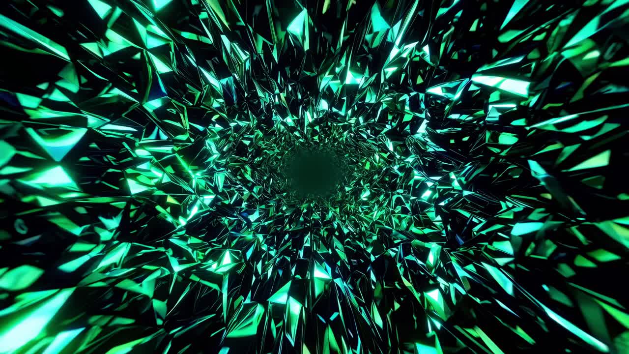Abstract Green Crystal Tunnel