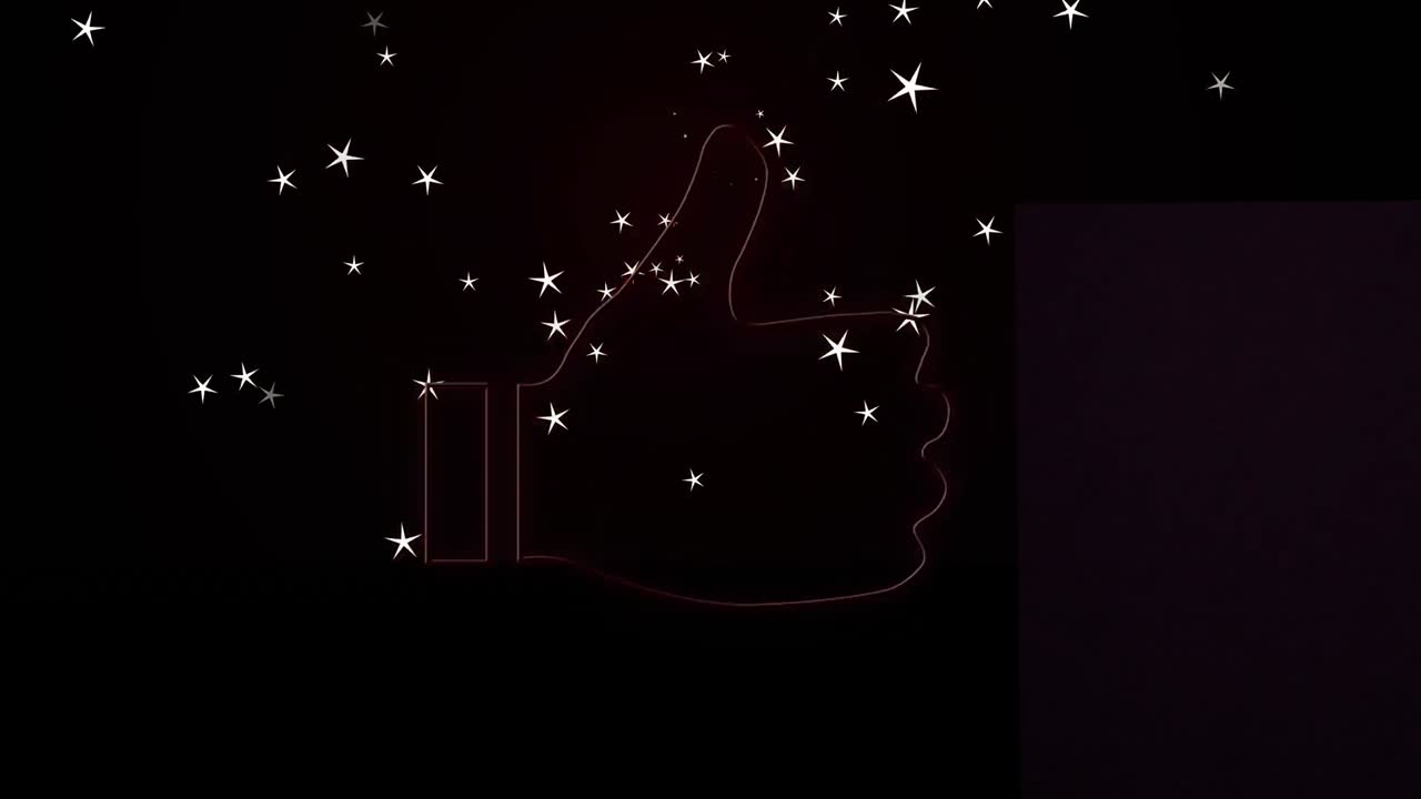 움직이는 별 위에 네온 같은 아이콘의 애니메이션