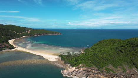 Luftaufnahme-Des-Srithanu-Strandes-Auf-Der-Tropischen-Insel-Koh-Phangan-In-Thailand