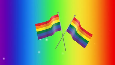 Animation-of-rainbow-flags-over-rainbow-background