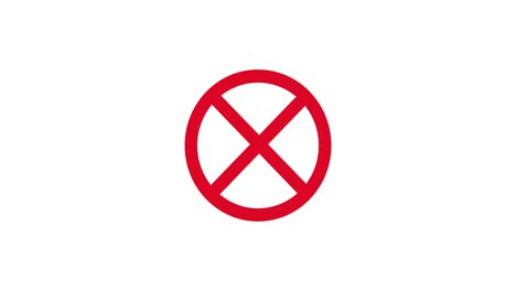 animación de símbolo de parada. círculo de restricción en rojo. no hay forma de video en 4k. icono de advertencia rebotante. fondo editable.