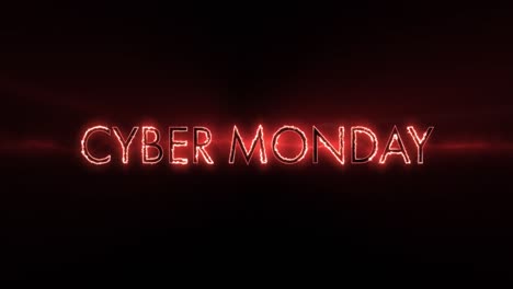 Neon-red-Cyber-Monday-text-appearing-against-a-black-screen-4k