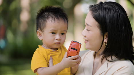 woman and little child on a picnic