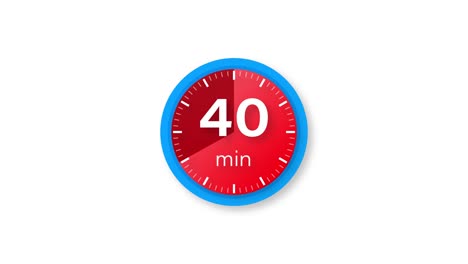 the 40 minutes timer. stopwatch icon in flat style. motion graphics.
