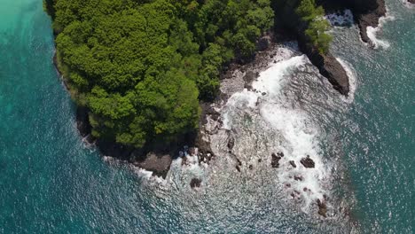 aerial view of pantai prasi, virgin beach in karangasem, bali, indonesia