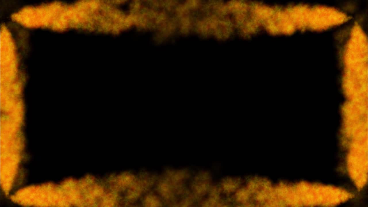 Animated golden dust particles forming a rectangular frame around a black center. High contrast motion graphics for text overlays and video intros