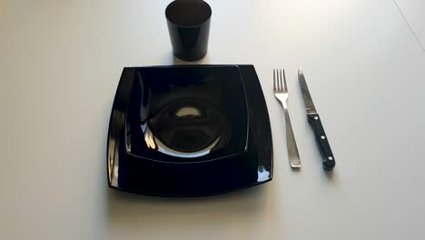 black table set