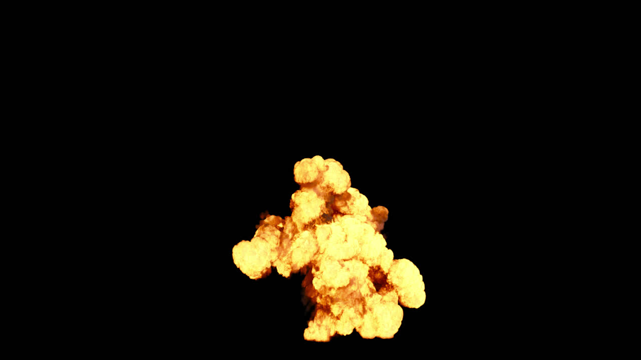 Dynamic Fire Explosion Generating Thick Smoke on Transparent Background