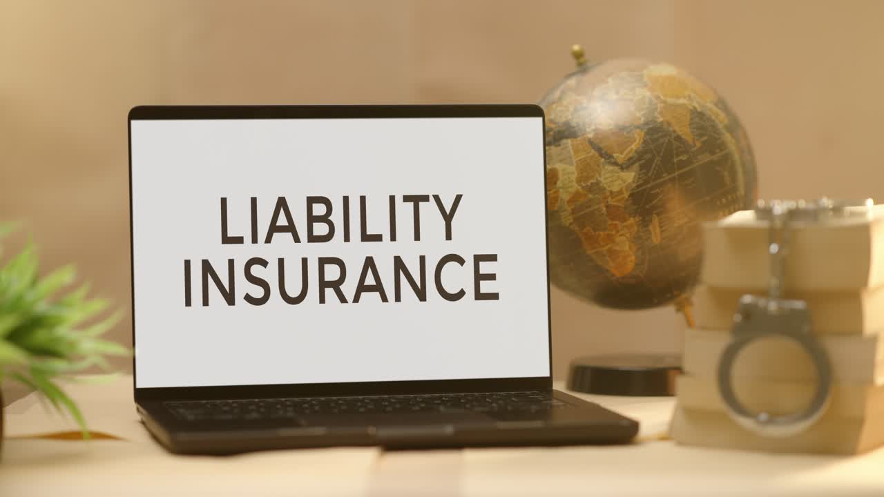 LIABILITY INSURANCE DISPLAYED IN LEGAL LAPTOP SCREEN
