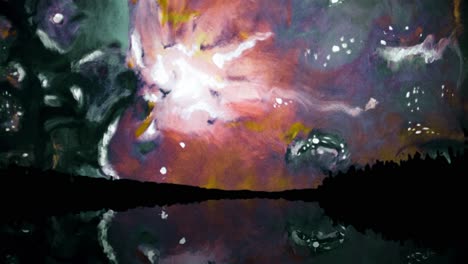 abstract painting of a nebula reflecting on water