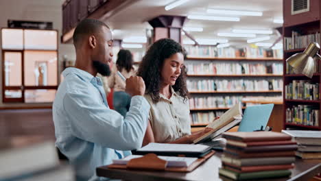 students collaborating in a library