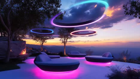 sunset lounge on a mountaintop