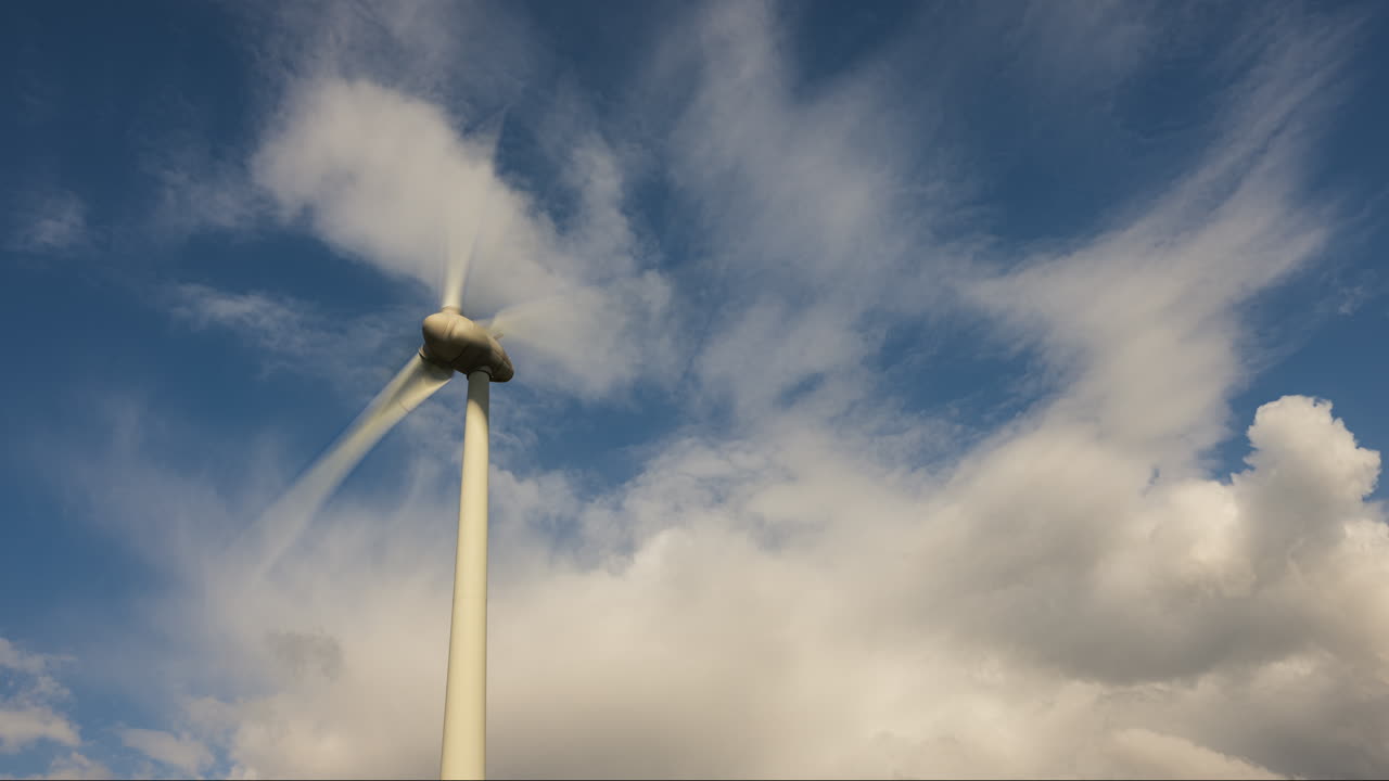 Time lapse of a single wind turbine  on a sunny cloudy day in Arigna mountains in county Leitrim in Ireland