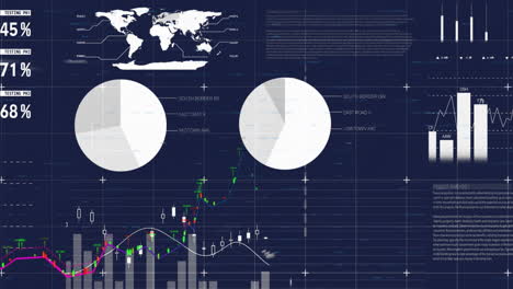 animación del procesamiento de datos financieros sobre un fondo azul
