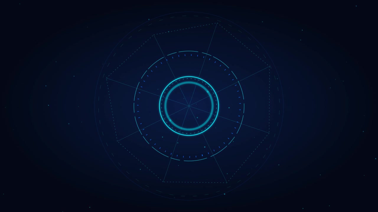 Futuristic Digital HUD Interface with Rotating Circular Elements
