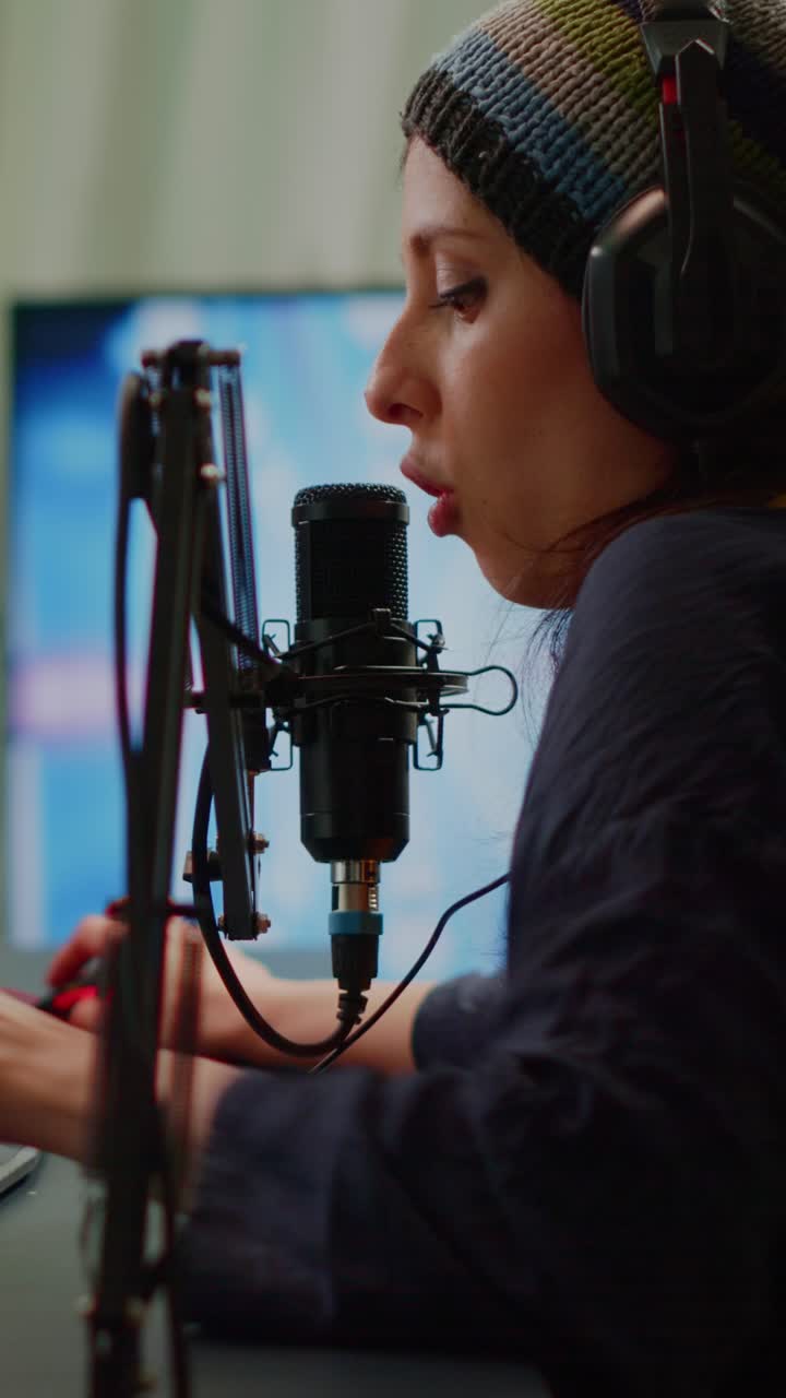 Female Gamer Streaming Live While Playing Online