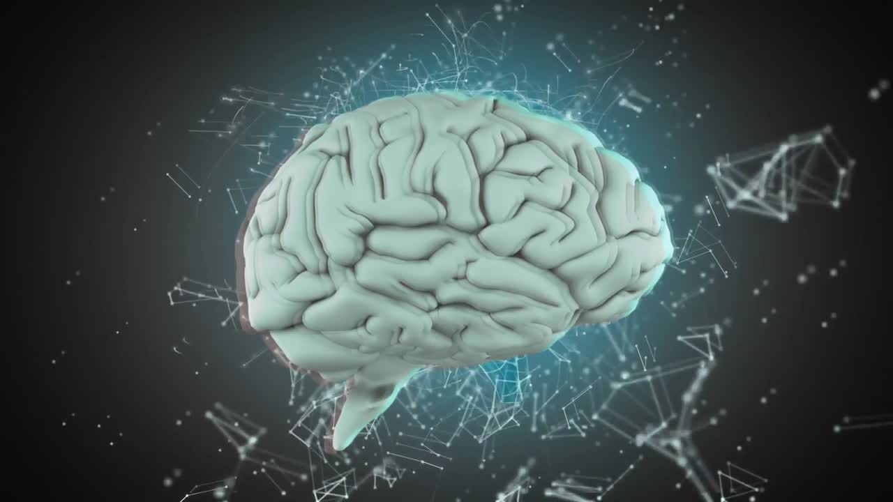 cerebro 3d con datos conectados a su alrededor