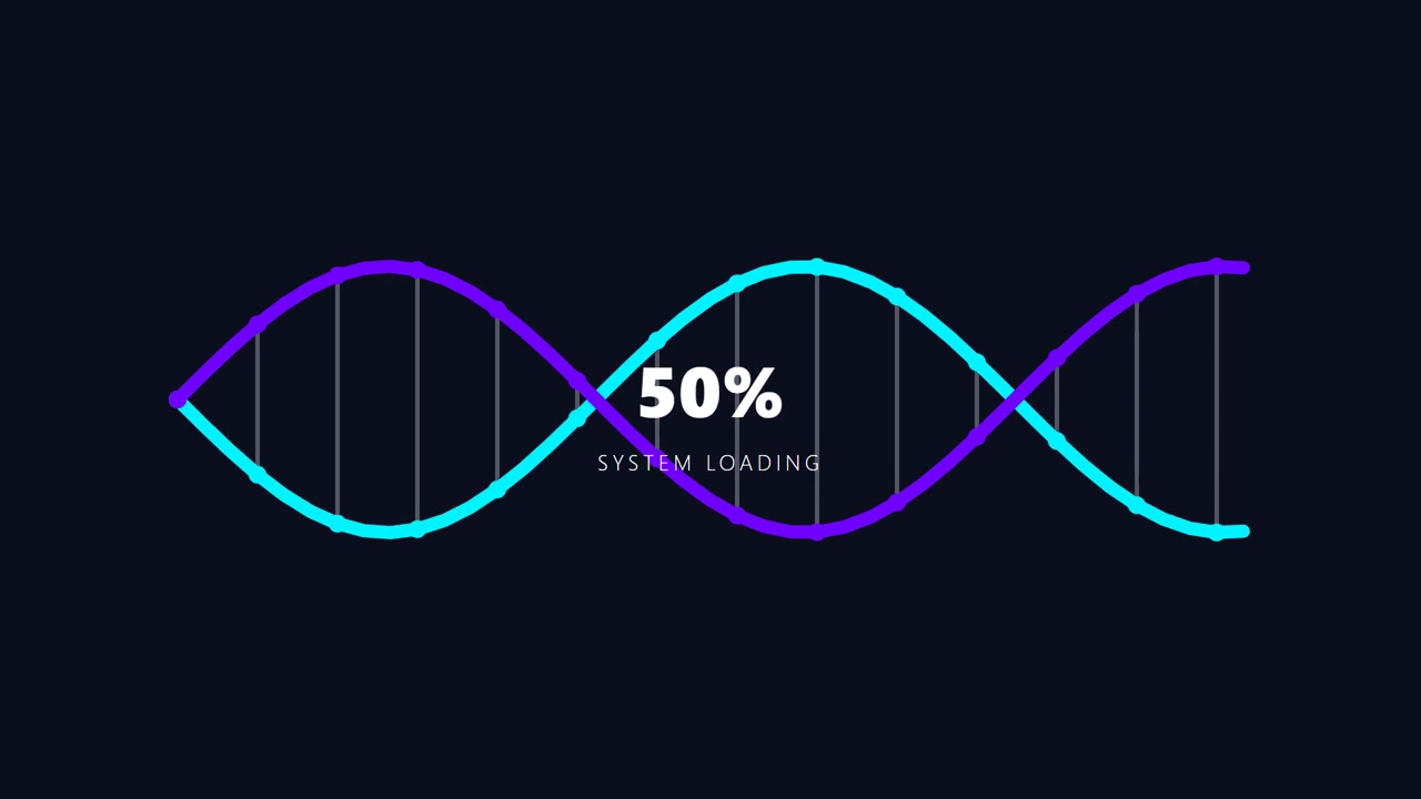 Animazione della barra di avanzamento di caricamento dell'elica di DNA digitale
