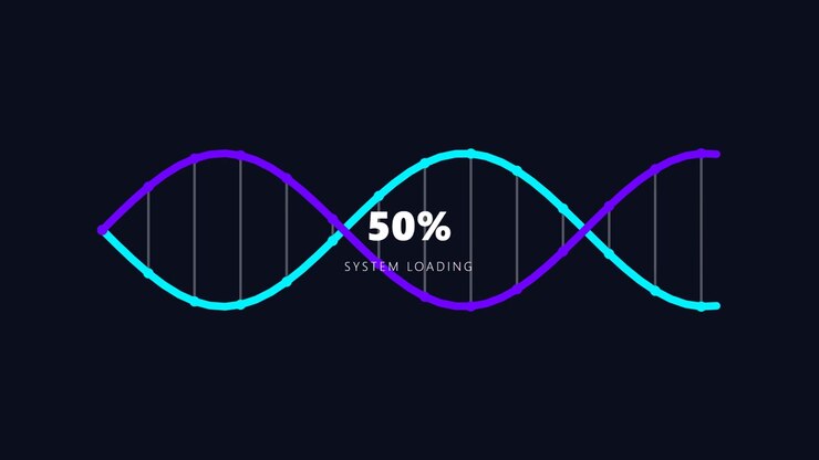 Animazione della barra di avanzamento di caricamento dell'elica di DNA digitale