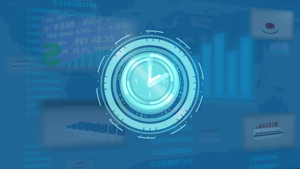 Animation of moving clock over data processing