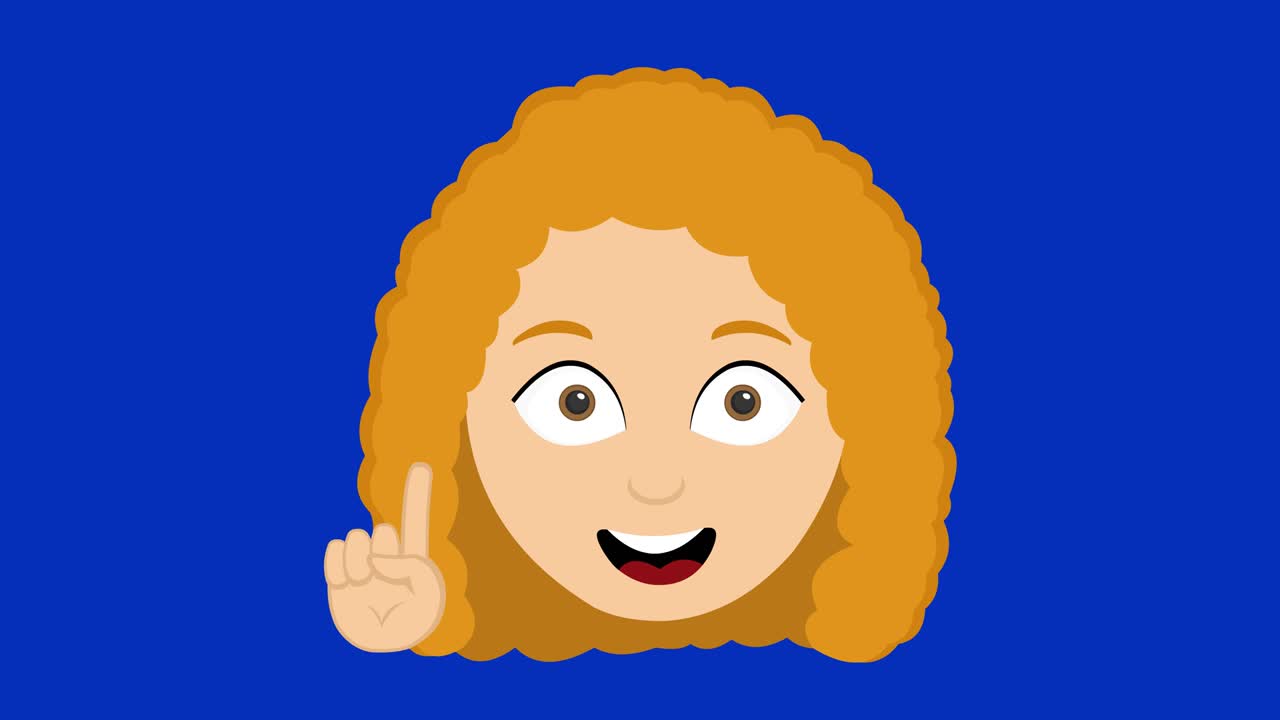 animación de bucle de la cara de una mujer de dibujos animados contando con la mano hasta el número cinco