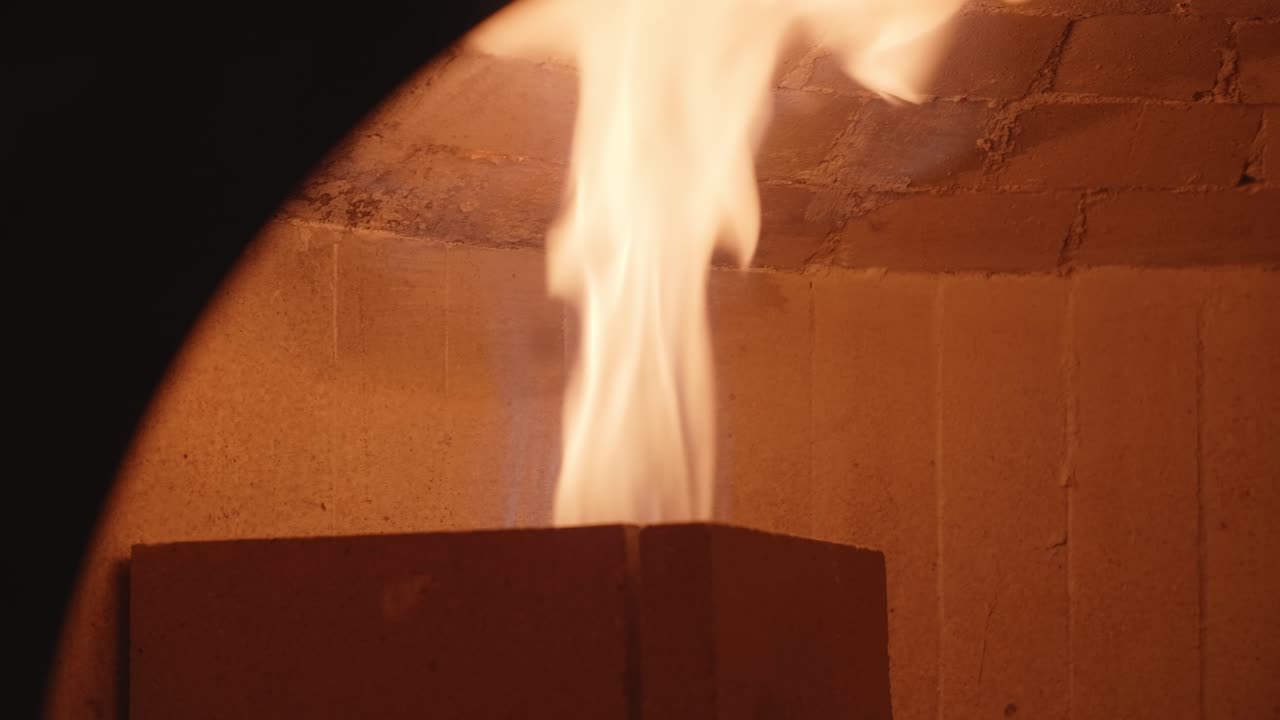 Burning Fire in a Wood-Fired Oven