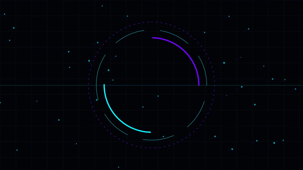 Interface Digital HUD Abstrata com Elementos Circulares Rotativos