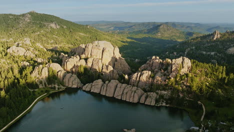drone shot flying over amazing geological rock formations in the western united states
