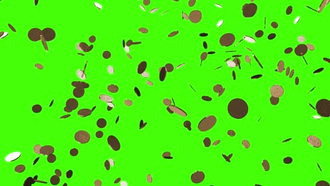 falling coins on green screen