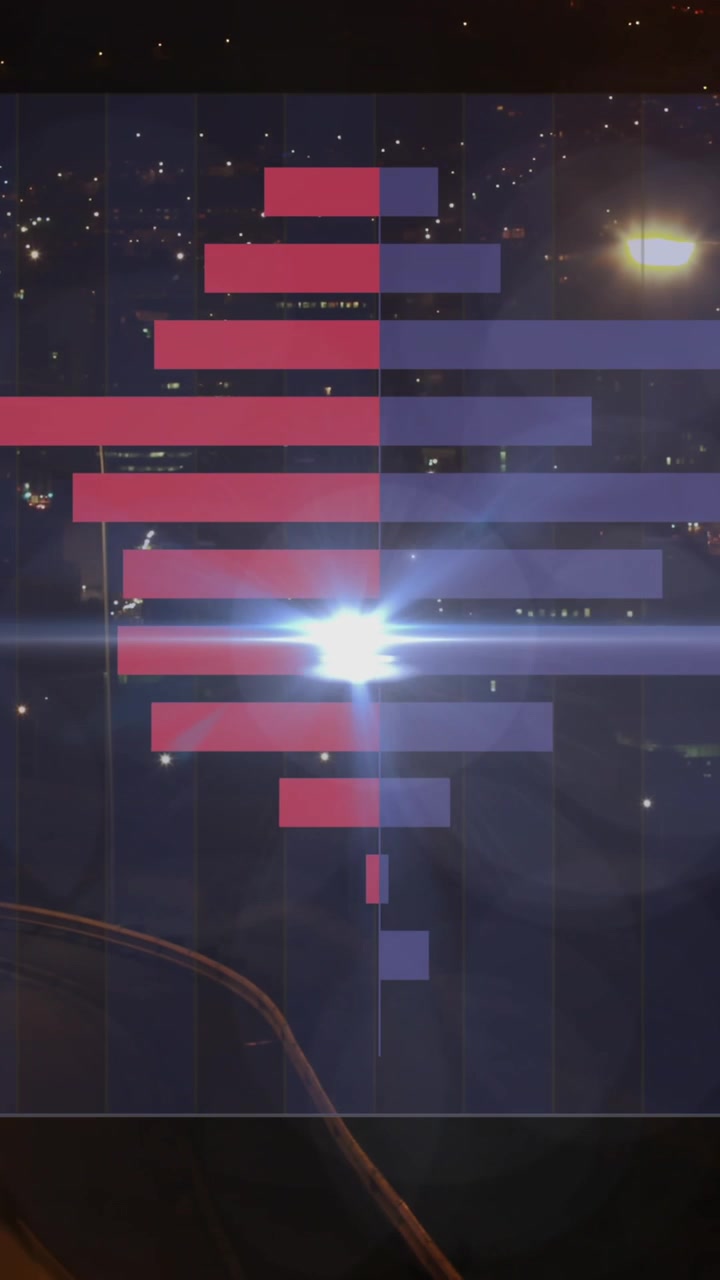 Animation of data processing over cityscape