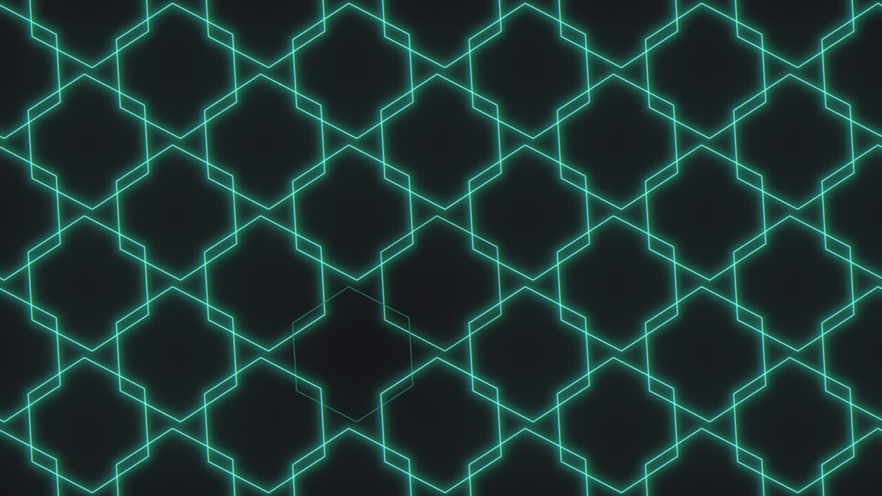 A Neon Green Hexagons On A Black Background