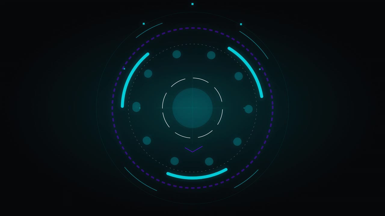 Abstract Digital HUD Interface with Rotating Circular Elements