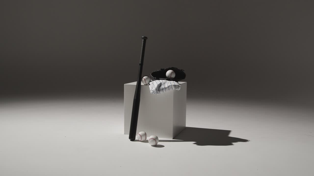 Studio Baseball Still Life With Bat Ball Catchers Mitt And Team Jersey 1