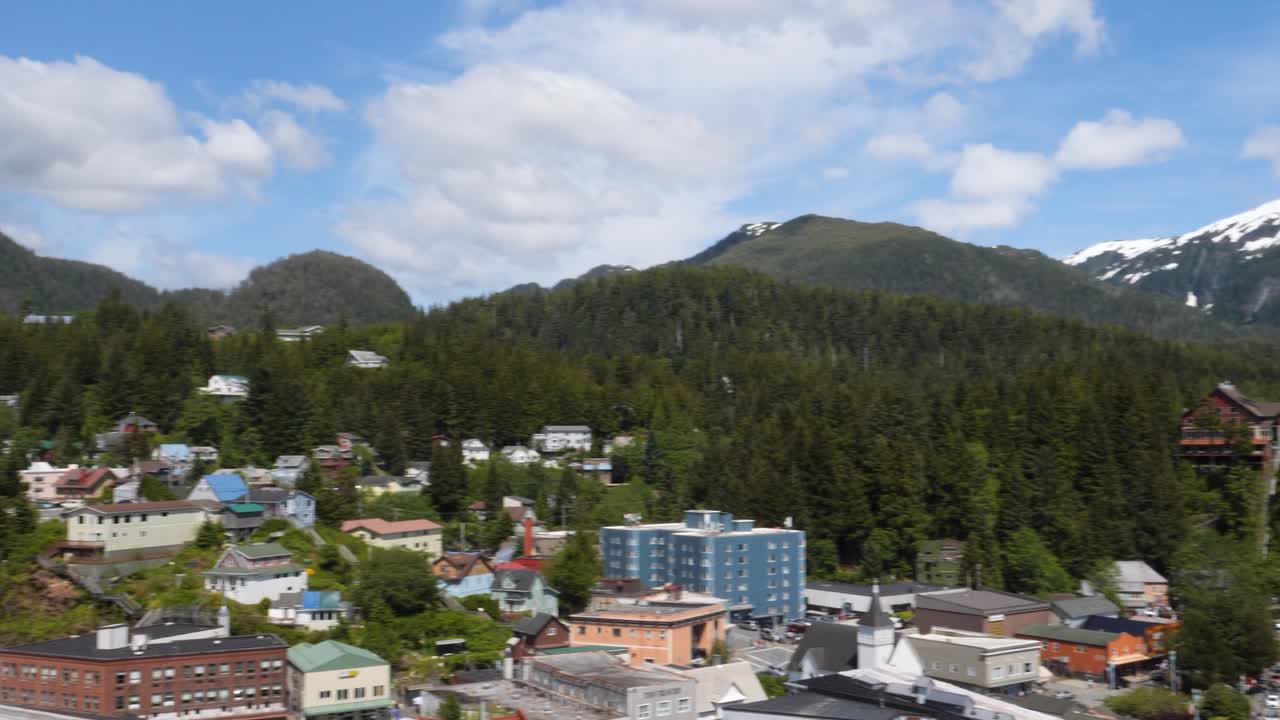 Ketchikan, Alaska.Beautiful sunny summer day.Slow panning left to right.