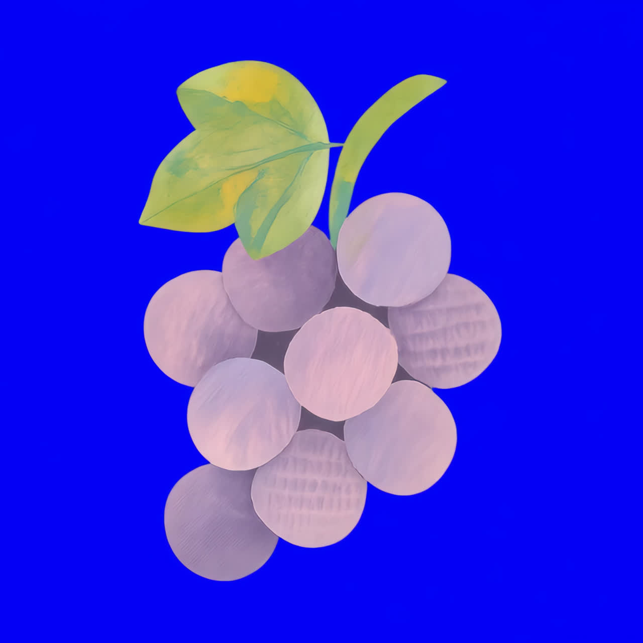 Artistic grapes with leaf animation isolated asset, transparent 4K video, alpha channel, ProRes 4444