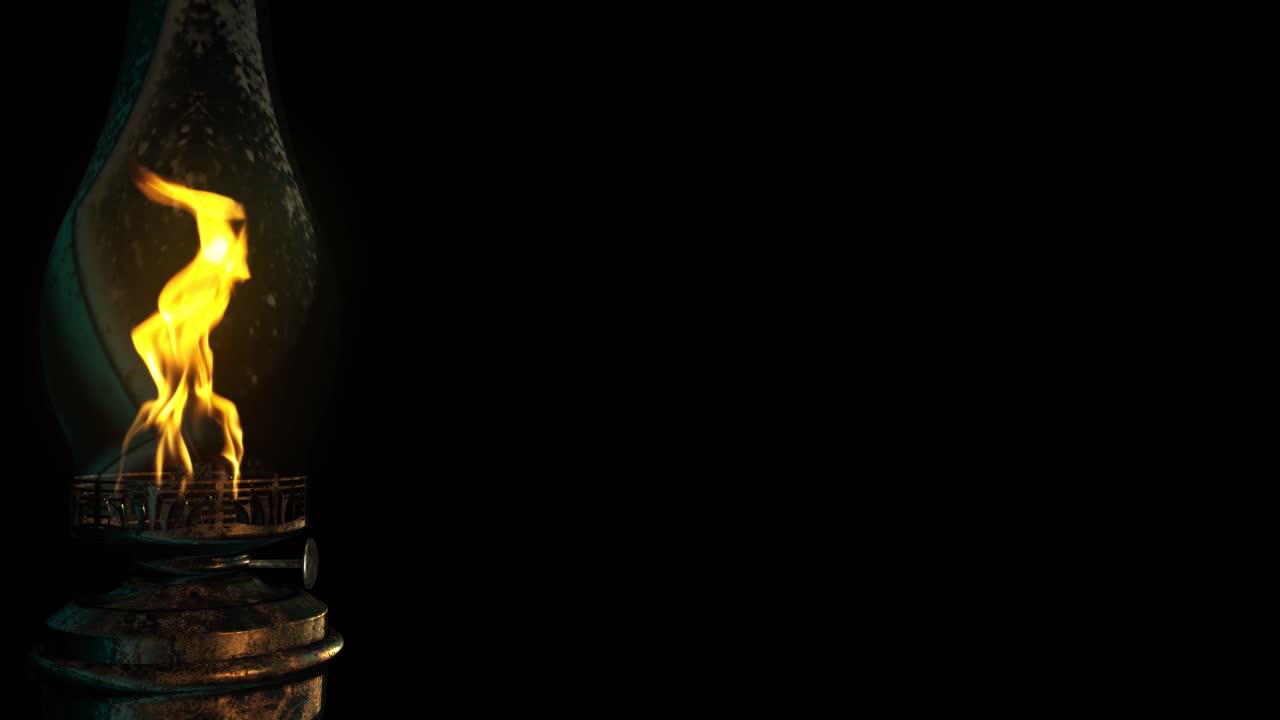renderizado 3d realista de una vieja lámpara de aceite y llama - reemplace el fondo y es ideal para títulos, etc.