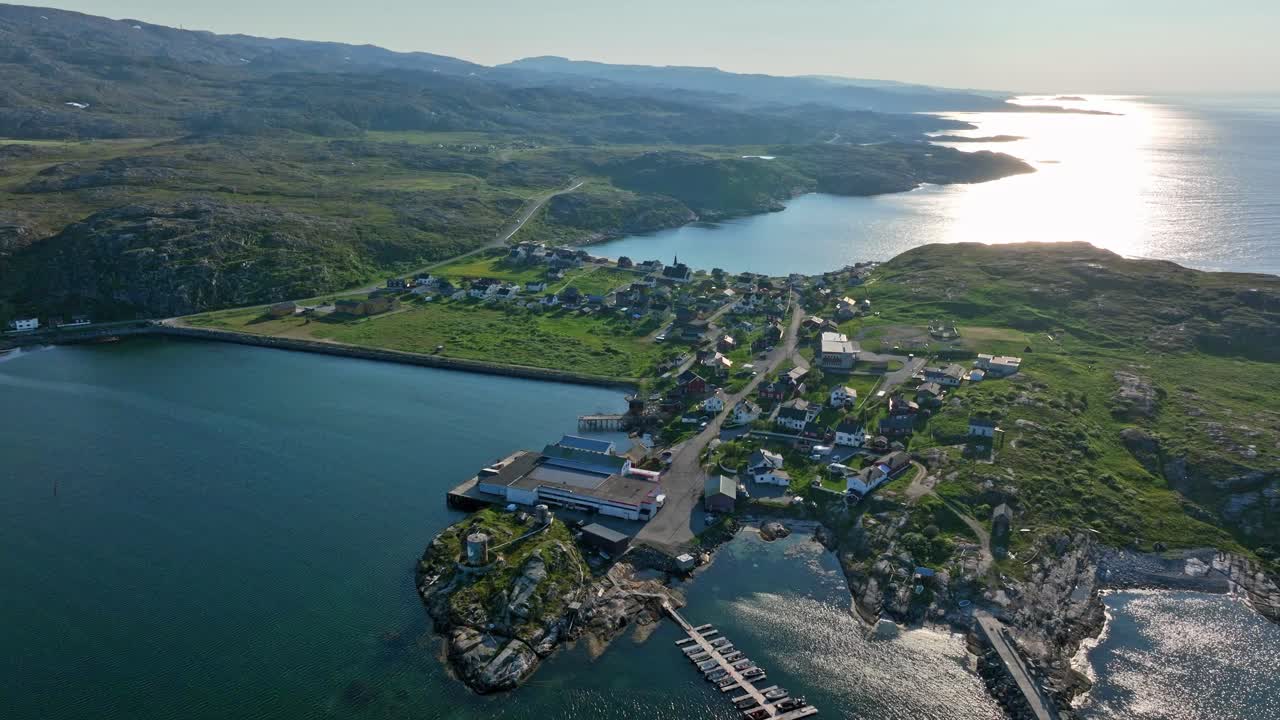 Aerial View of a Coastal Town in Norway