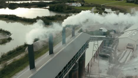 smoke seen from the sky. danish industrial area