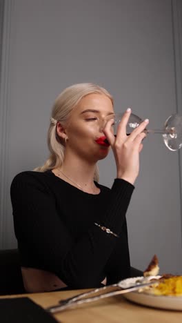 woman enjoying a meal in a restaurant