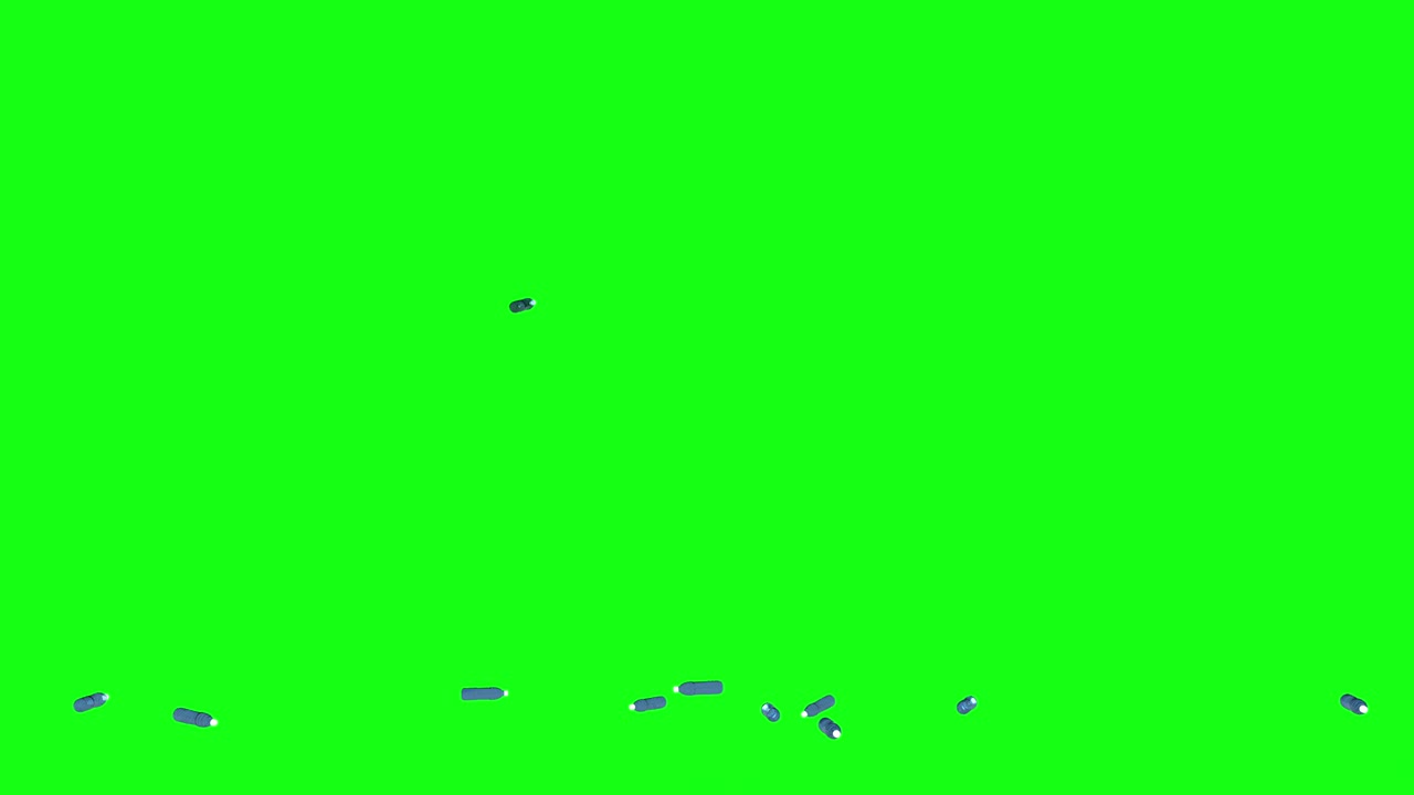 Animation of plastic water bottles falling to the floor on green screen chroma key